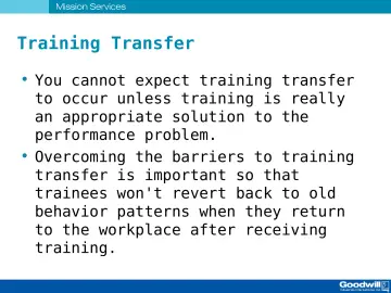 Slide 63: Training Transfer
