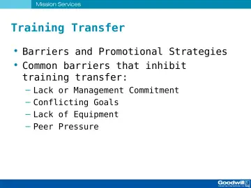 Slide 64: Training Transfer