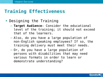 Slide 70: Training Effectiveness