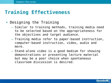 Slide 73: Training Effectiveness