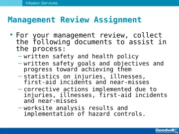 Slide 79: Management Review Assignment