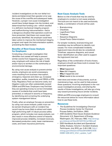 Page 2: incident investigations on the non-lethal incidents and determined that operator error was…