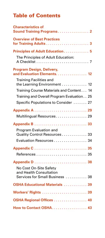 Page 5: Table of Contents