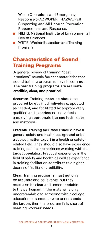 Page 8: Characteristics of Sound Training Programs