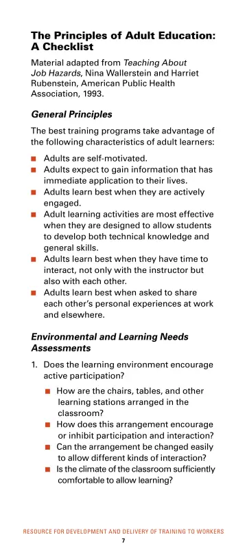 Page 13: The Principles of Adult Education: A Checklist