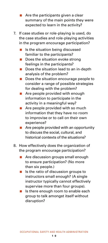 Page 16: Are the participants given a clear summary of the main points they were expected to learn…