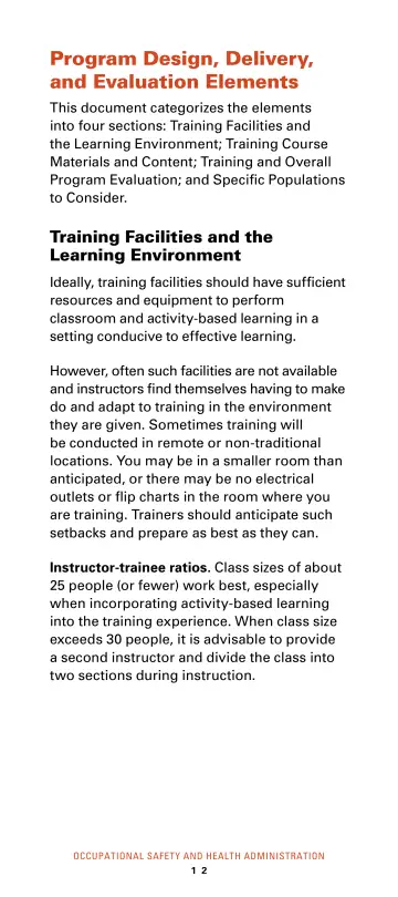 Page 18: Program Design, Delivery, and Evaluation Elements