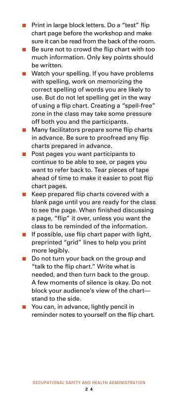 Page 30: Print in large block letters. Do a “test” flip chart page before the workshop and make…
