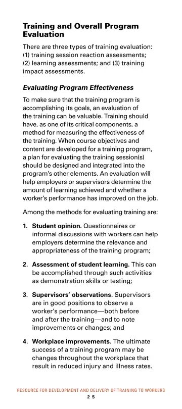Page 31: Training and Overall Program Evaluation