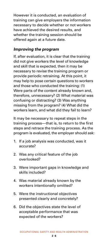 Page 32: However it is conducted, an evaluation of training can give employers the information…
