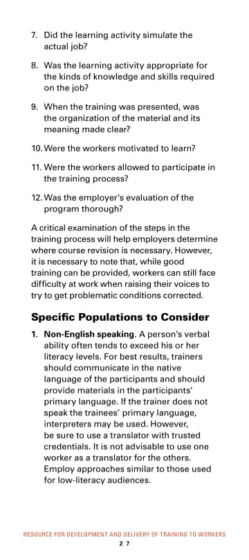Page 33: 7. Did the learning activity simulate the actual job?
