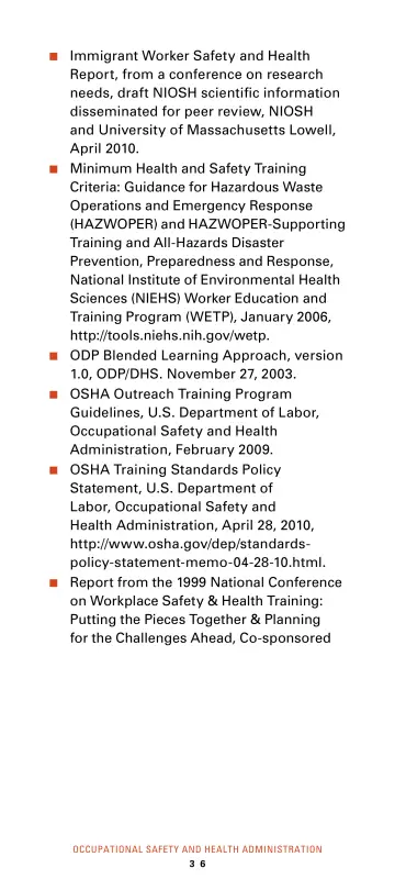 Page 42: Immigrant Worker Safety and Health Report, from a conference on research needs, draft…
