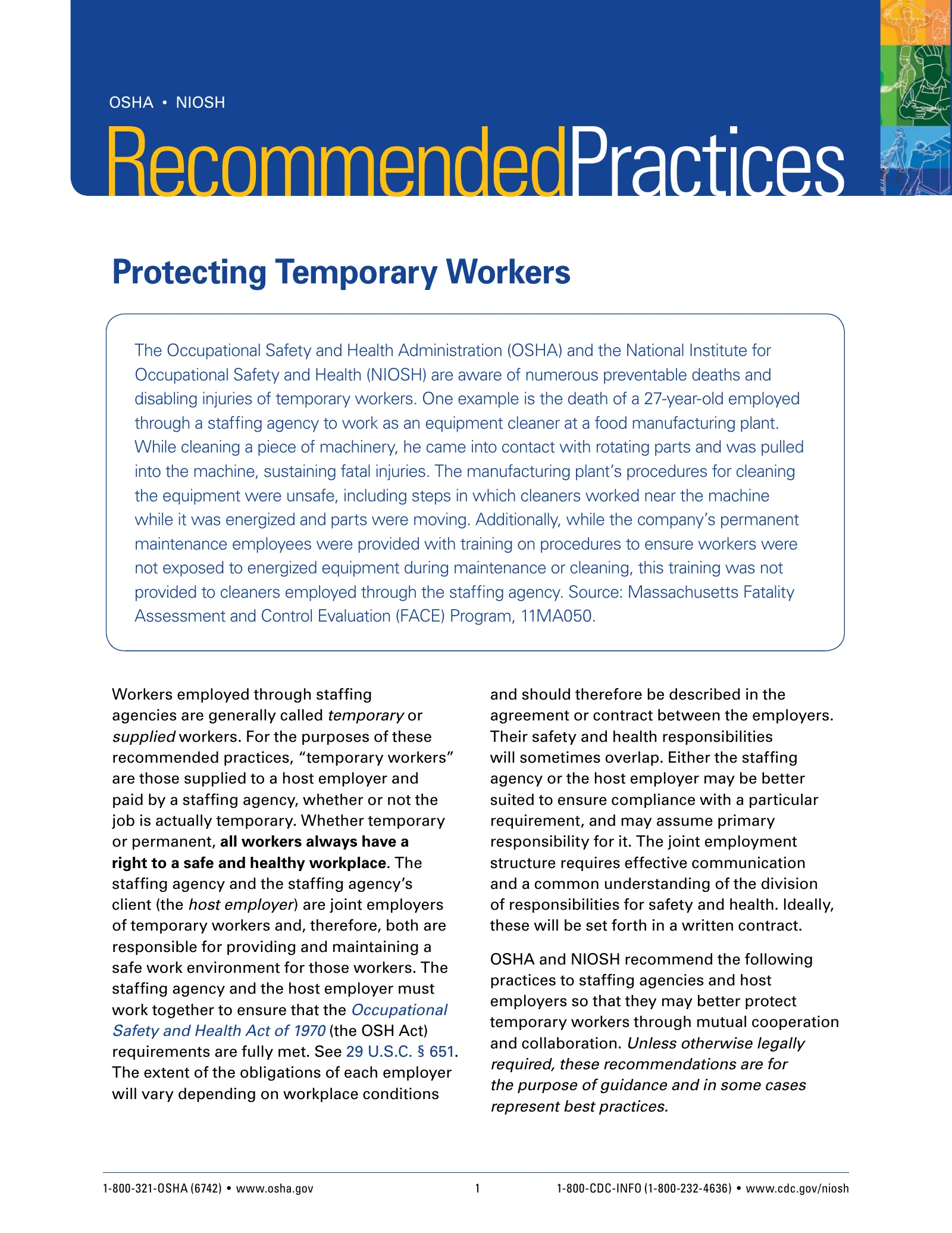 Temporary Workers: Recommended Practices: Protecting Temporary Workers (OSHA 3735), page 1: RecommendedPractices