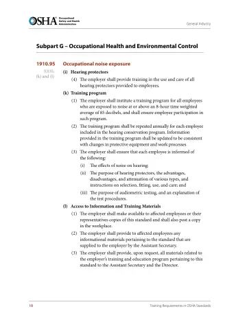 Page 22: Subpart G – Occupational Health and Environmental Control