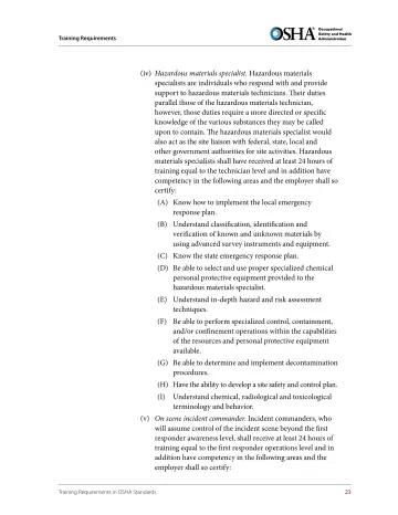 Page 35: (iv) Hazardous materials specialist. Hazardous materials specialists are individuals who…