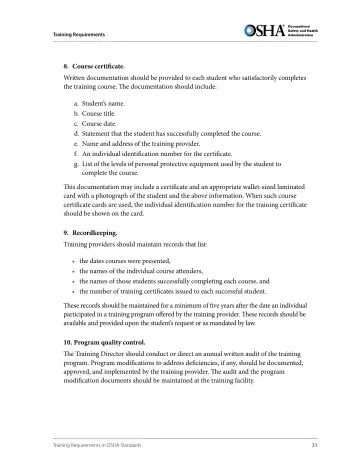 Page 43: 8. Course certificate.