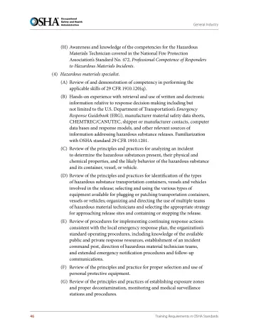 Page 58: (H) Awareness and knowledge of the competencies for the Hazardous Materials Technician…