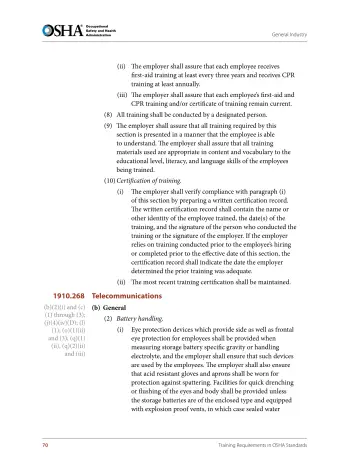 Page 82: (ii) The employer shall assure that each employee receives first-aid training at least…