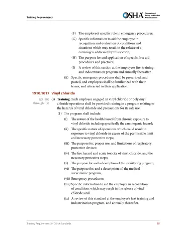 Page 97: (F) The employee’s specific role in emergency procedures;