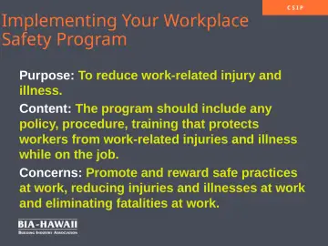 Slide 18: Implementing Your Workplace Safety Program