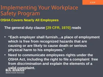 Slide 22: Implementing Your Workplace Safety Program