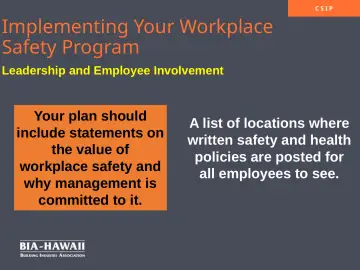 Slide 23: Implementing Your Workplace Safety Program