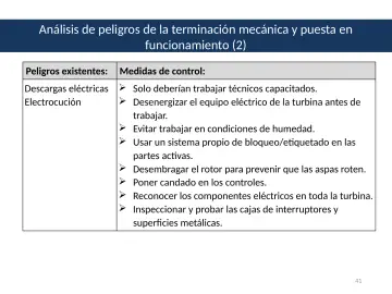Slide 41: Análisis de peligros de la terminación mecánica y puesta en funcionamiento (2)
