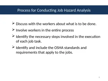 Slide 8: Process for Conducting Job Hazard Analysis