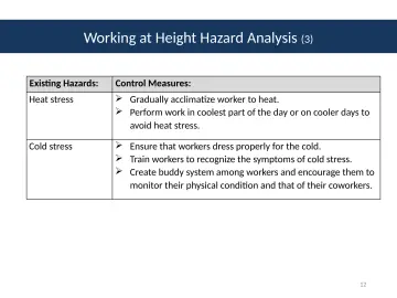 Slide 12: Working at Height Hazard Analysis (3)