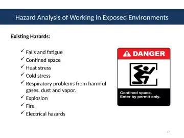 Slide 17: Hazard Analysis of Working in Exposed Environments