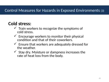 Slide 20: Cold stress: