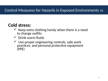 Slide 21: Cold stress:
