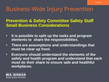 Slide 12: Business-Wide Injury Prevention