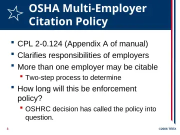 Slide 3: OSHA Multi-Employer Citation Policy