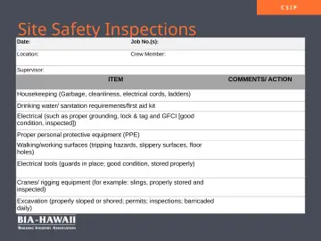 Slide 18: Site Safety Inspections