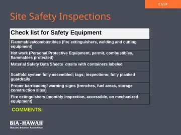 Slide 19: Site Safety Inspections