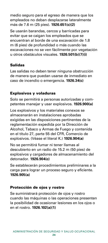 Page 26: medio seguro para el egreso de manera que los empleados no deban desplazarse lateralmente…