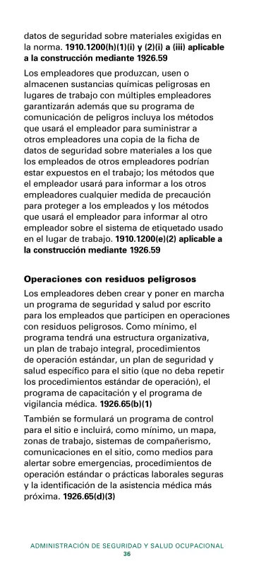 Page 38: datos de seguridad sobre materiales exigidas en la norma. …