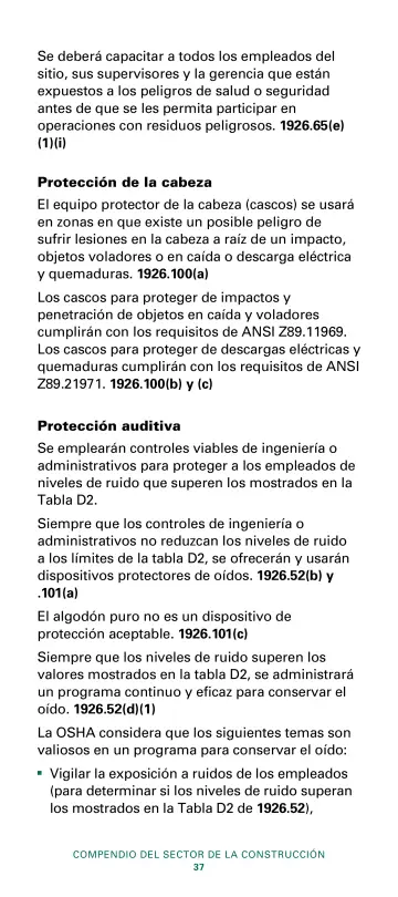 Page 39: Se deberá capacitar a todos los empleados del sitio, sus supervisores y la gerencia que…
