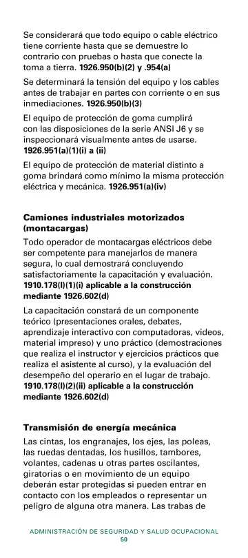 Page 52: Se considerará que todo equipo o cable eléctrico tiene corriente hasta que se demuestre lo…