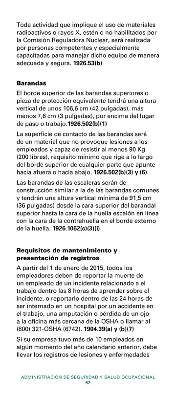Page 54: Toda actividad que implique el uso de materiales radioactivos o rayos X, estén o no…