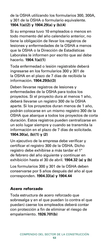 Page 55: de la OSHA utilizando los formularios 300, 300A, y 301 de la OSHA o formulario…