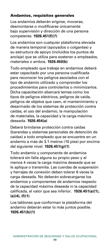 Page 60: Andamios, requisitos generales