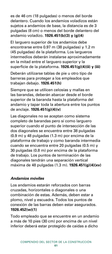 Page 63: es de 46 cm (18 pulgadas) o menos del borde delantero. Cuando los andamios voladizos están…