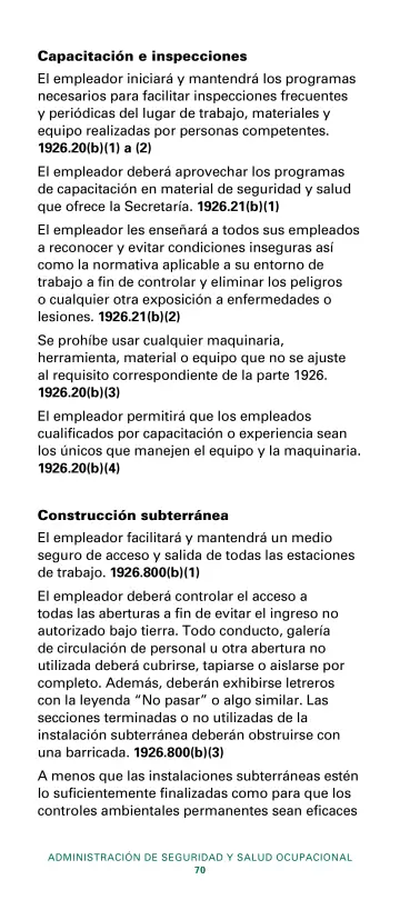 Page 72: Capacitación e inspecciones