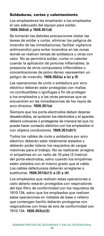 Page 74: Soldaduras, cortes y calentamiento