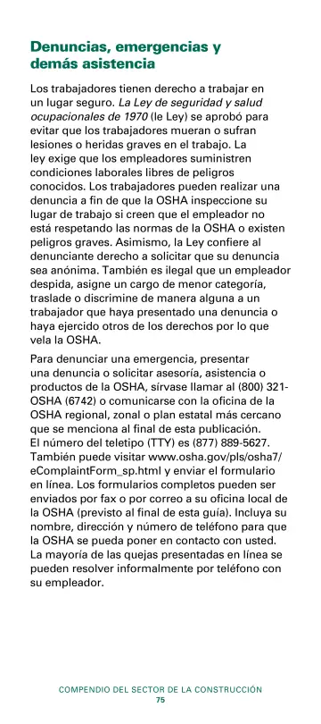 Page 77: Denuncias, emergencias y demás asistencia
