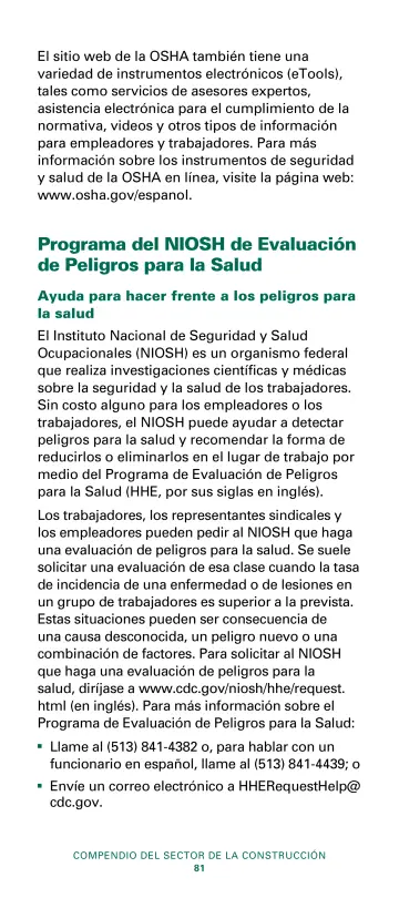 Page 83: Programa del NIOSH de Evaluación de Peligros para la Salud