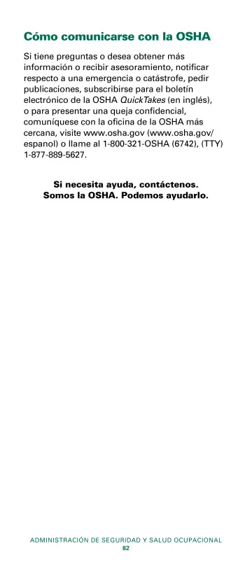 Page 84: Cómo comunicarse con la OSHA