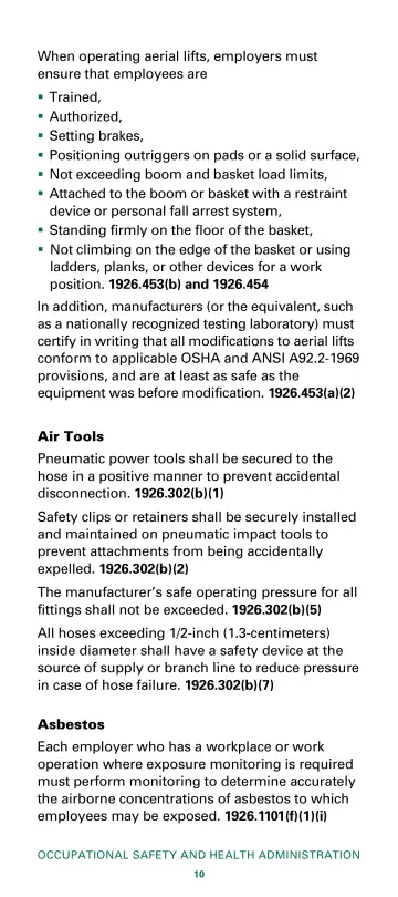 Page 12: When operating aerial lifts, employers must ensure that employees are